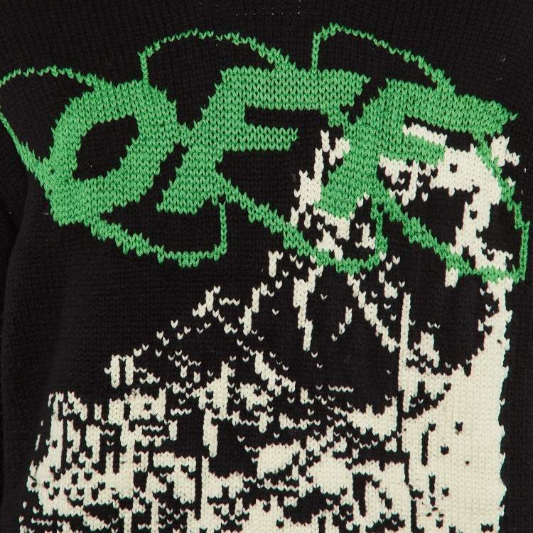 Pre Owned Off-White Tri Color Knit Wool Crew Neck Sweater S