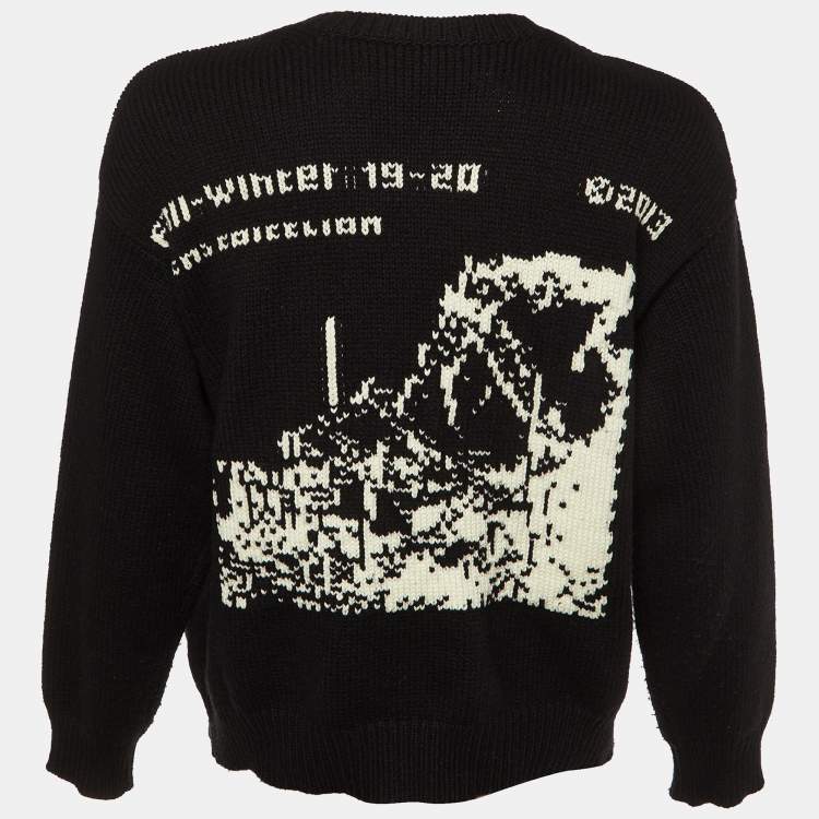 Pre Owned Off-White Tri Color Knit Wool Crew Neck Sweater S