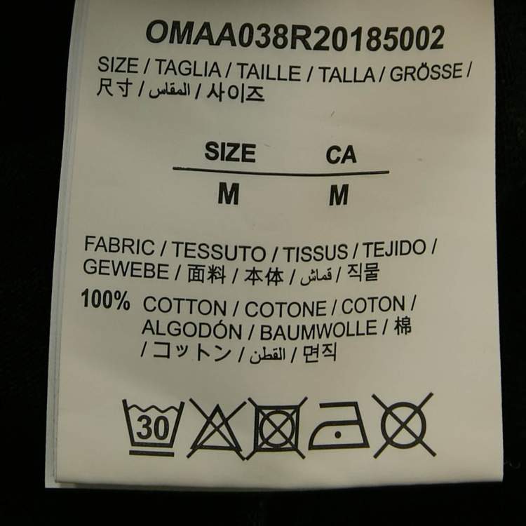 Pre Owned Off-White Black Logo Print Crew Neck Oversized T-Shirt M