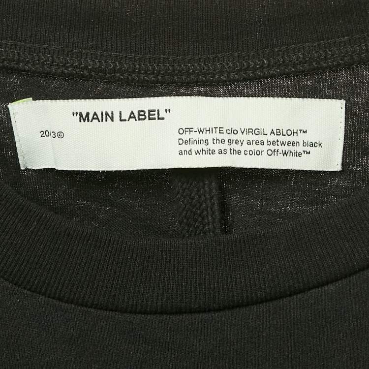 Pre Owned Off-White Black Logo Print Crew Neck Oversized T-Shirt M