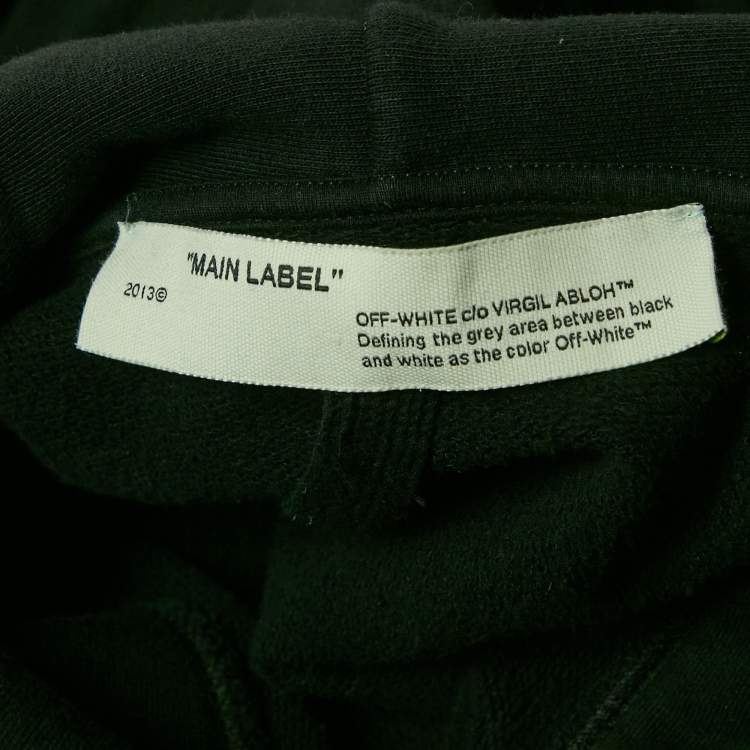 Pre Owned Off-White Black Logo Print Cotton Hooded Sweatshirt XL