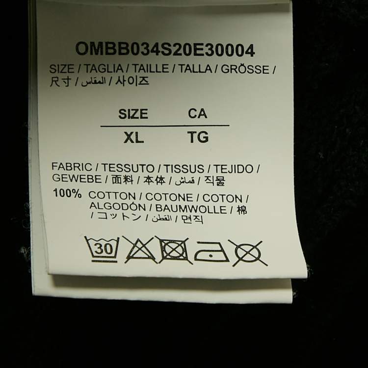 Pre Owned Off-White Black Logo Print Cotton Hooded Sweatshirt XL