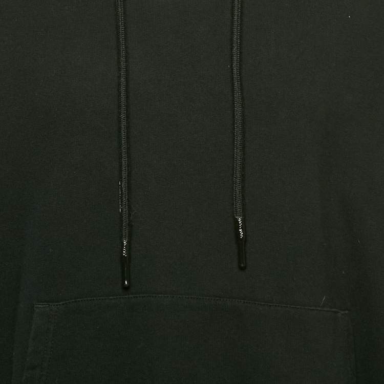 Pre Owned Off-White Black Logo Print Cotton Hooded Sweatshirt XL