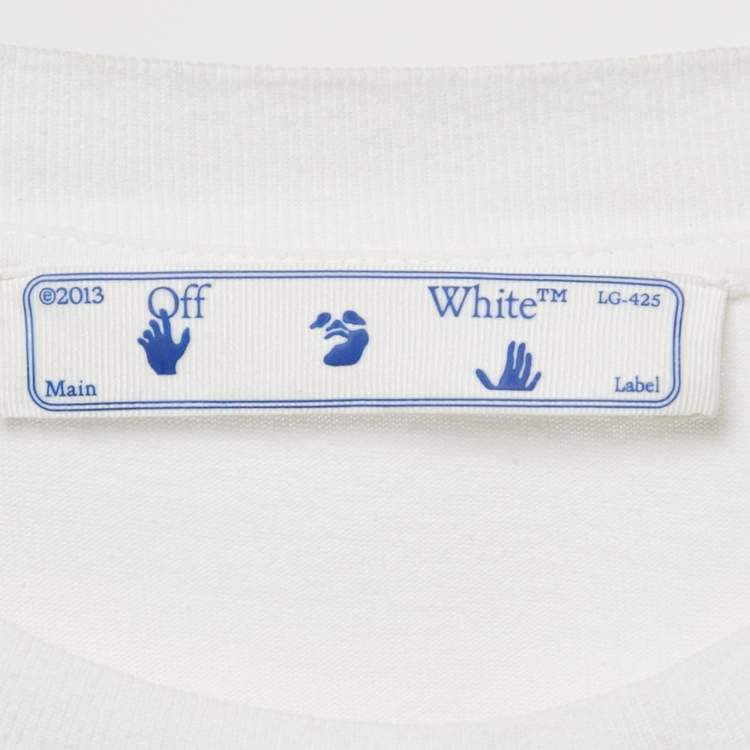 مملوكة مسبقًا Off-White White Logo Print Jersey Crew Neck  T-Shirt L