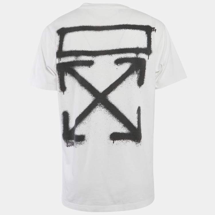 مملوكة مسبقًا Off-White White Logo Print Jersey Crew Neck  T-Shirt L