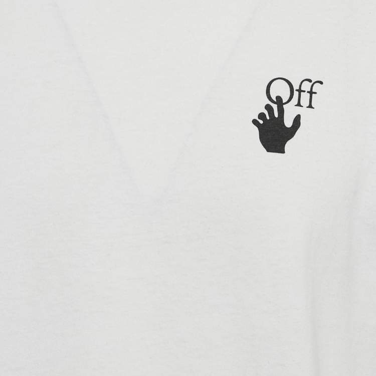 مملوكة مسبقًا Off-White White Logo Print Jersey Crew Neck  T-Shirt L