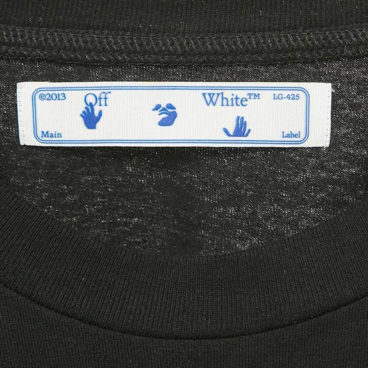 مملوكة مسبقًا Off-White Black Mary Print Cotton Crew Neck T-Shirt XS