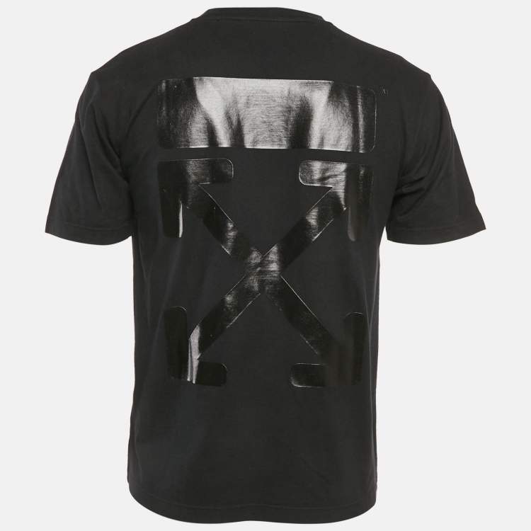 مملوكة مسبقًا Off-White Black Back Logo Print Cotton Crew Neck T-Shirt M