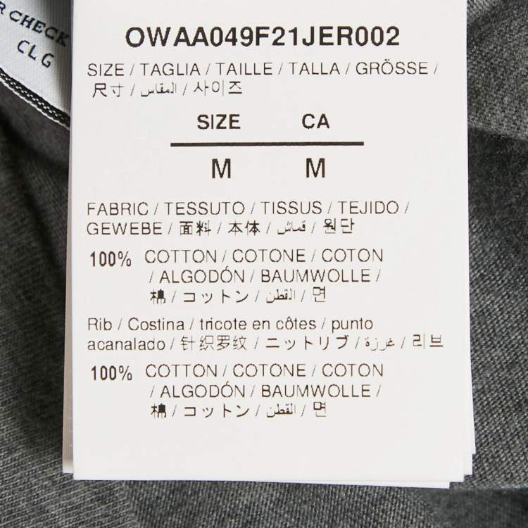 Pre Owned Off-White Grey Back Logo Print Cotton Crew Neck T-Shirt M