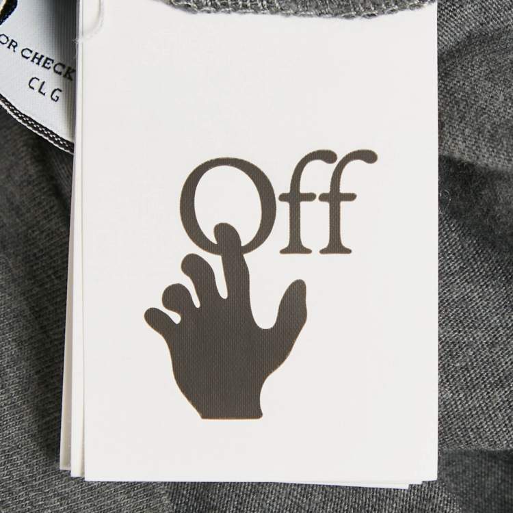 Pre Owned Off-White Grey Back Logo Print Cotton Crew Neck T-Shirt M