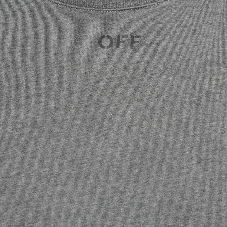 Pre Owned Off-White Grey Back Logo Print Cotton Crew Neck T-Shirt M