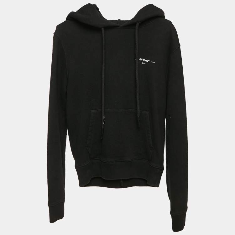 Pre Owned Off-White Black Cotton Knit Arrow Applique Hoodie XXS