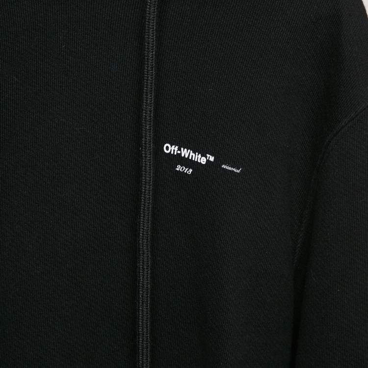 Pre Owned Off-White Black Cotton Knit Arrow Applique Hoodie XXS
