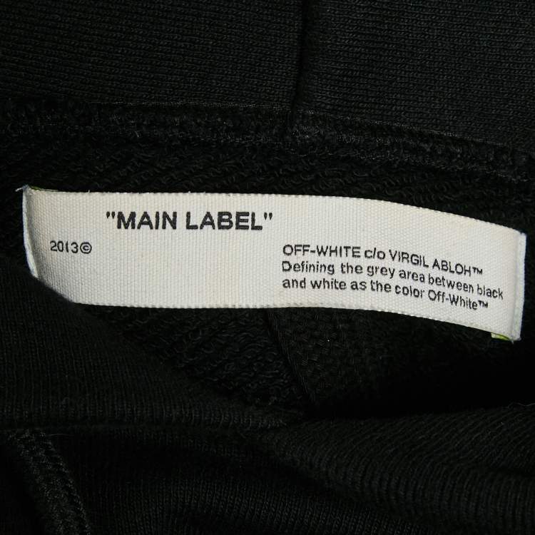 Pre Owned Off-White Black Cotton Knit Arrow Applique Hoodie XXS