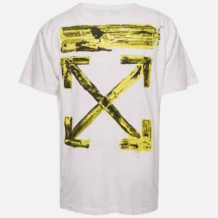 Pre Owned Off-White White Arrow Paint Jersey Oversized T-Shirt XS
