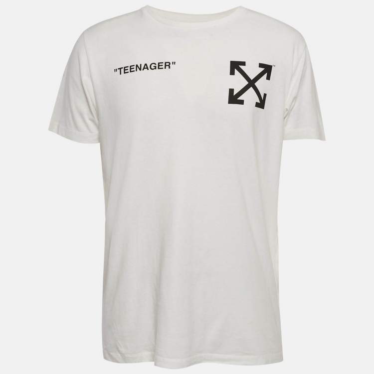 Pre Owned Off-White White Simpson Print Jersey T-Shirt M