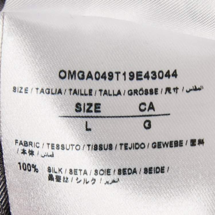 Pre Owned Off-White Black Logo Print Silk Button Front Shirt L