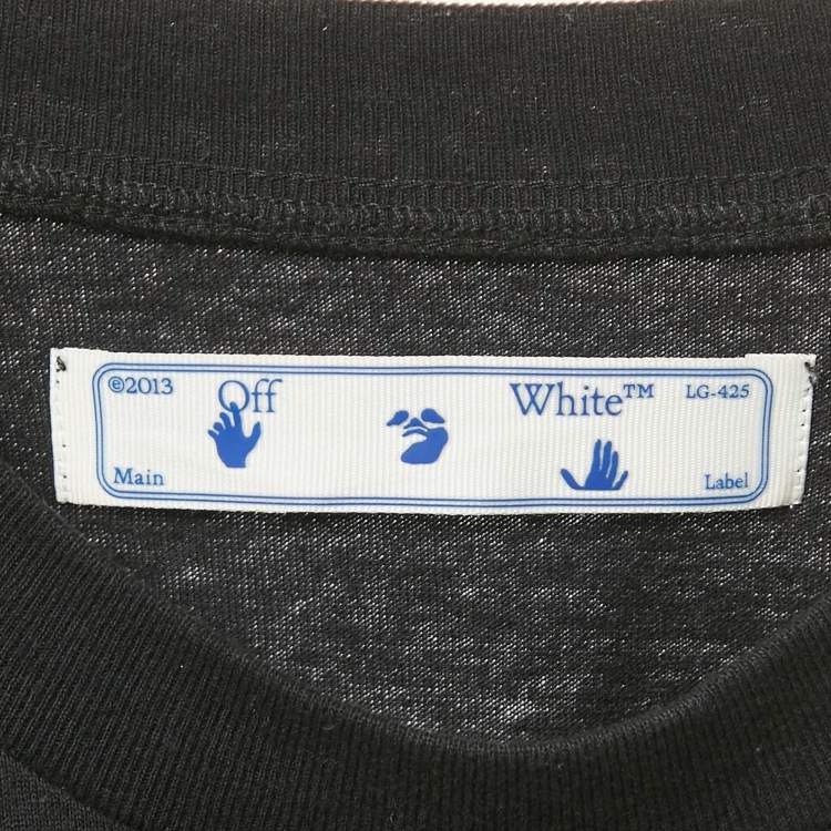 Pre Owned Off-White Black Logo Print Cotton Crew Neck Oversized T-Shirt XS