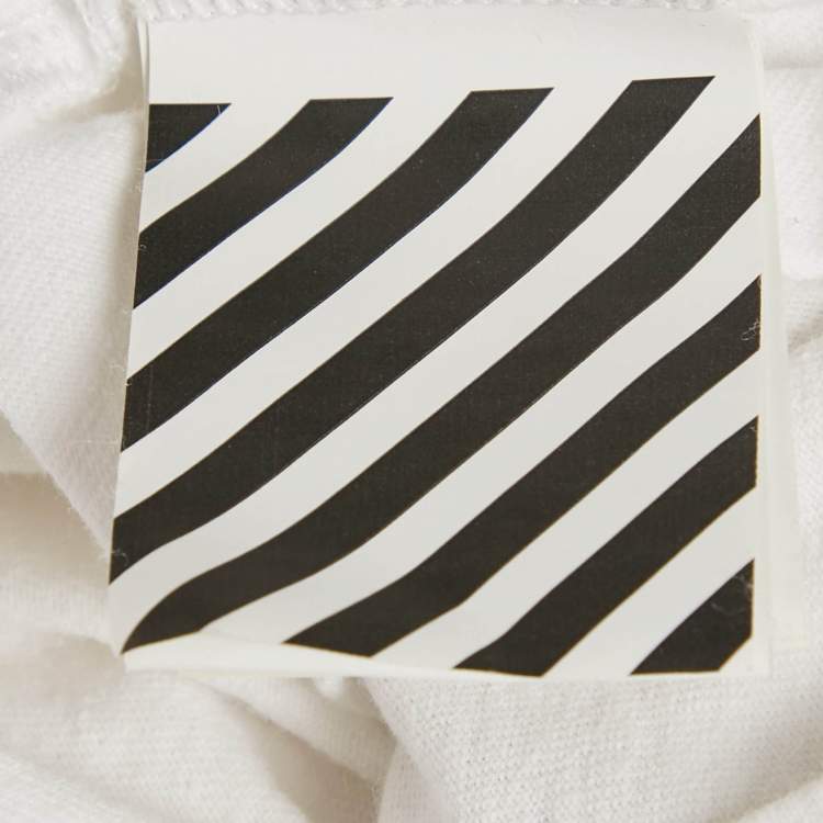 Pre Owned Off-White White Printed Cotton Knit Oversized T-Shirt XS