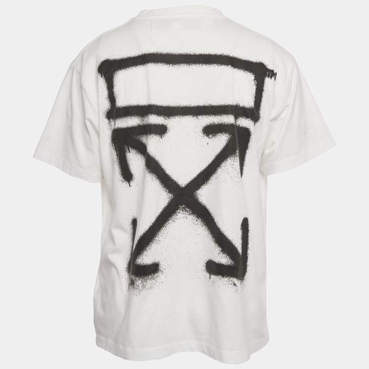 Pre Owned Off-White White Printed Cotton Knit Oversized T-Shirt XS