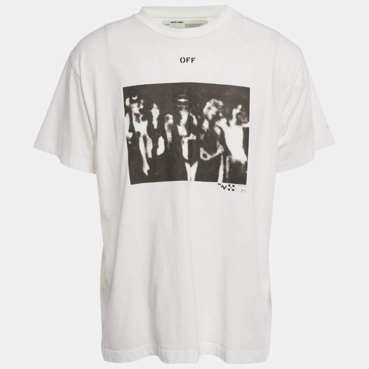 Pre Owned Off-White White Printed Cotton Knit Oversized T-Shirt XS