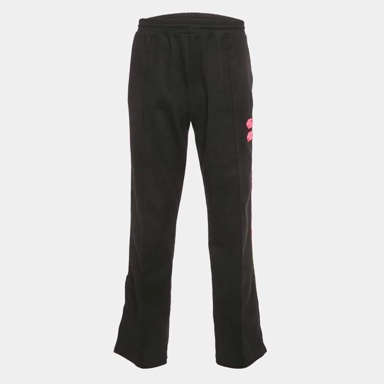 Pre Owned Off-White Black Logo Side  Band Jersey Rubber Applique Track Pants XL
