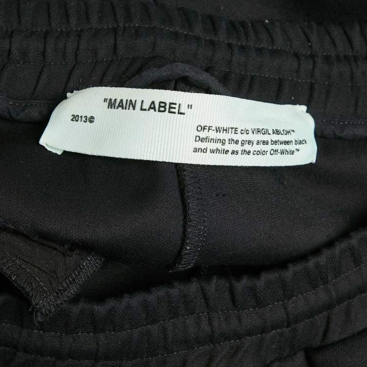 Pre Owned Off-White Black Logo Side  Band Jersey Rubber Applique Track Pants XL