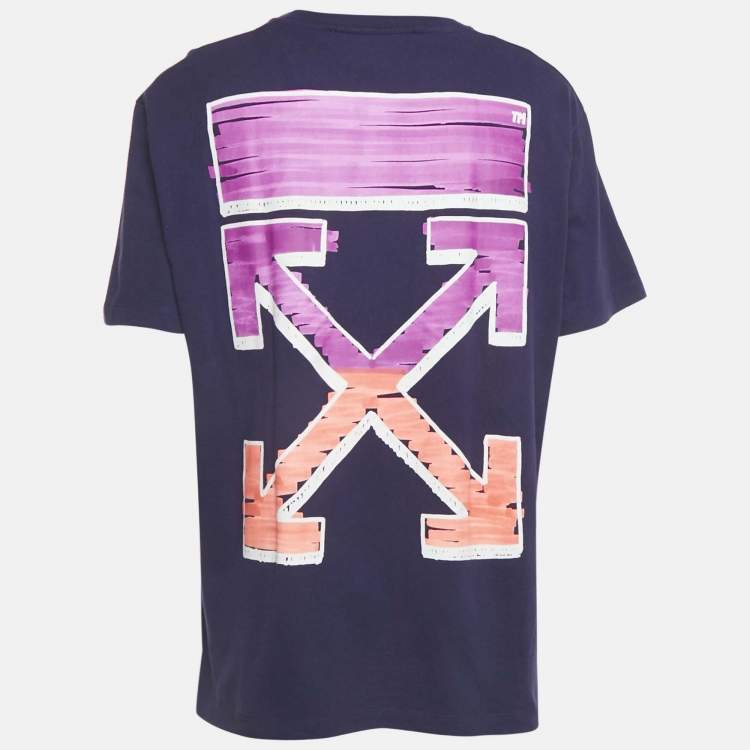 Pre Owned Off-White Purple Arrow Print Jersey T-Shirt S
