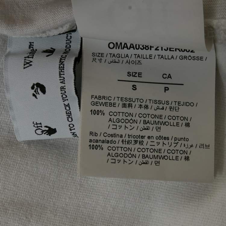 Pre Owned Off-White White Logo Print Cotton Crew Neck Oversized T-Shirt S