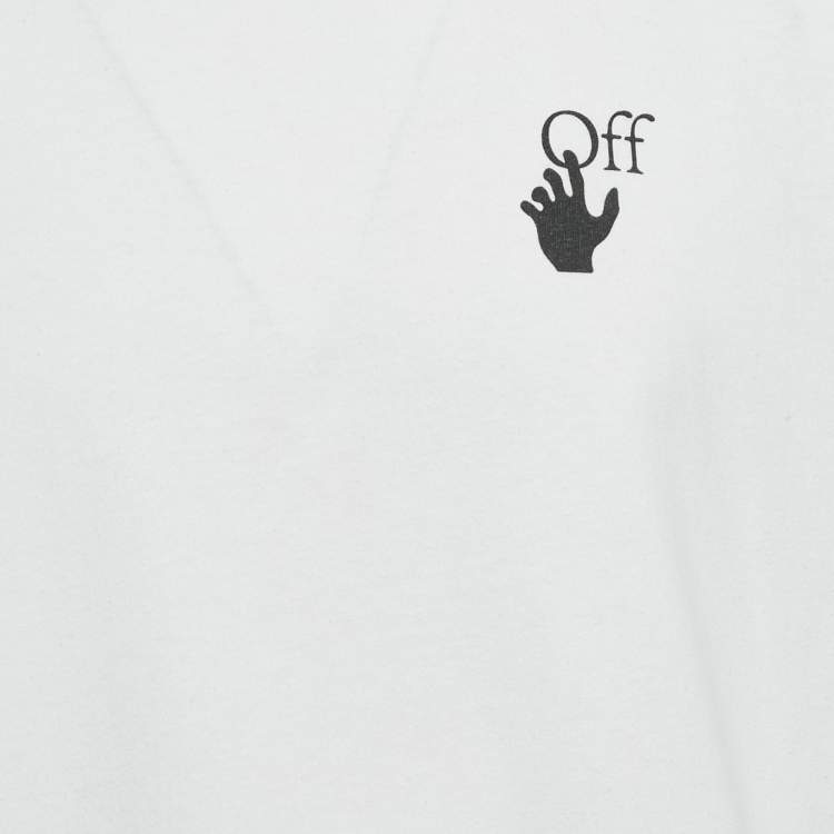 Pre Owned Off-White White Logo Print Cotton Crew Neck Oversized T-Shirt S
