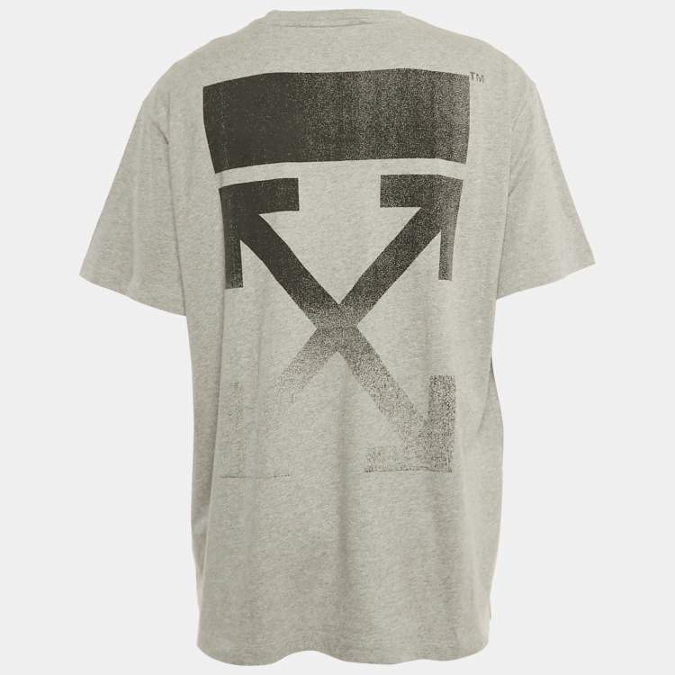 Pre Owned Off-White Grey Faded Arrow Print Jersey T-Shirt S