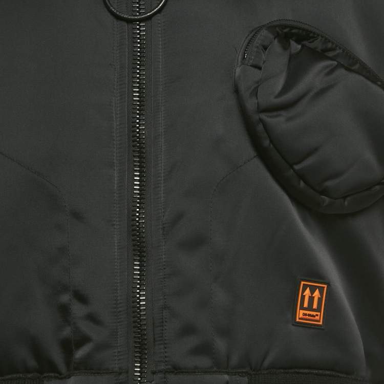 Pre Owned Off-White Black Arrow Print Nylon Scaffolding Bomber Vest S