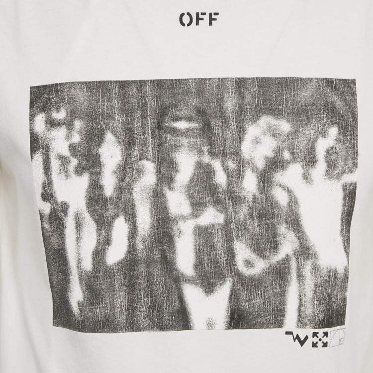 Pre Owned Off-White White Printed Cotton T-Shirt S