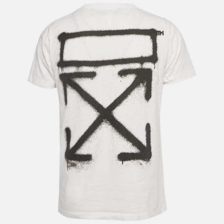 Pre Owned Off-White White Printed Cotton T-Shirt S