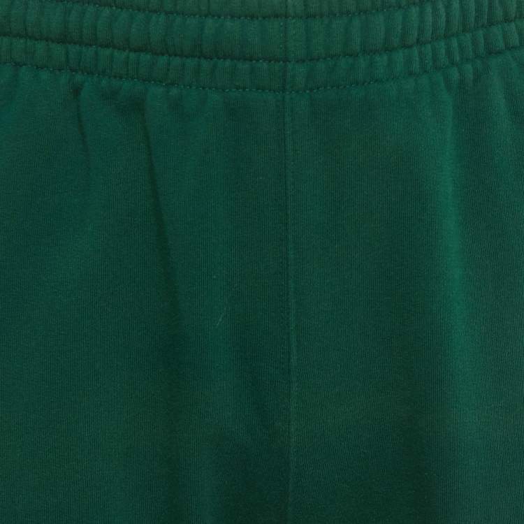 Pre Owned Off-White Green Caravaggio Logo Print Cotton Knit Shorts XS