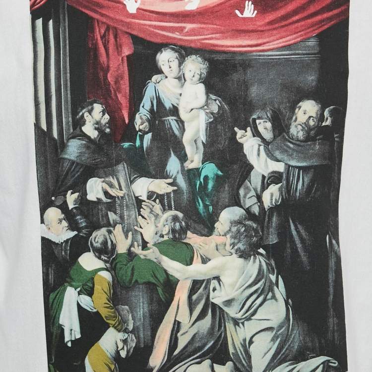 مملوكة مسبقًا Off-White White Caravaggio Print Cotton Oversized T-Shirt L