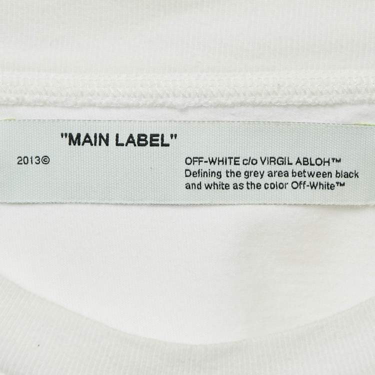 Pre Owned Off-White White Printed Cotton Crew Neck Oversized T-Shirt S