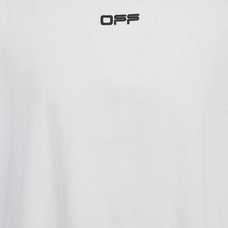 Pre Owned Off-White White Printed Cotton Crew Neck Oversized T-Shirt S