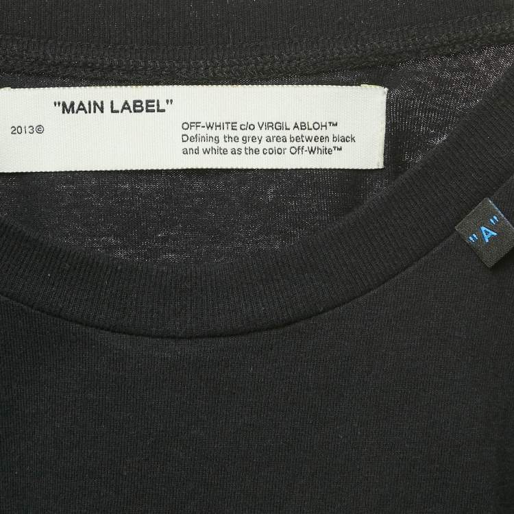 Pre Owned Off-White Black Logo Print Cotton Crew Neck T-Shirt S