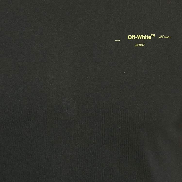 Pre Owned Off-White Black Logo Print Cotton Crew Neck T-Shirt S