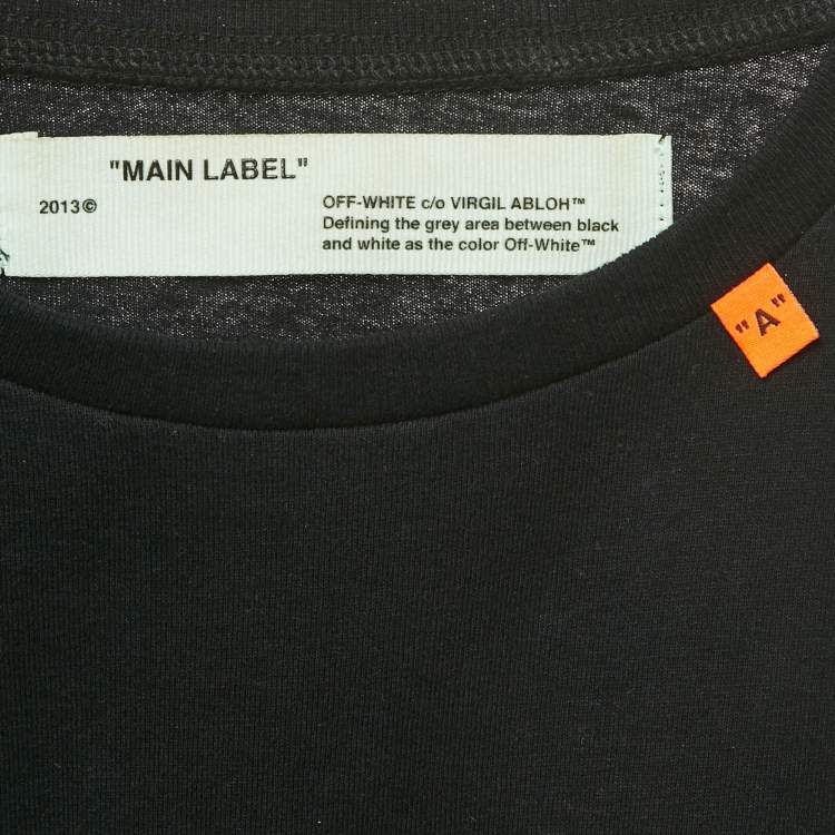 Pre Owned Off-White Black Logo Print Cotton Crew Neck T-Shirt S