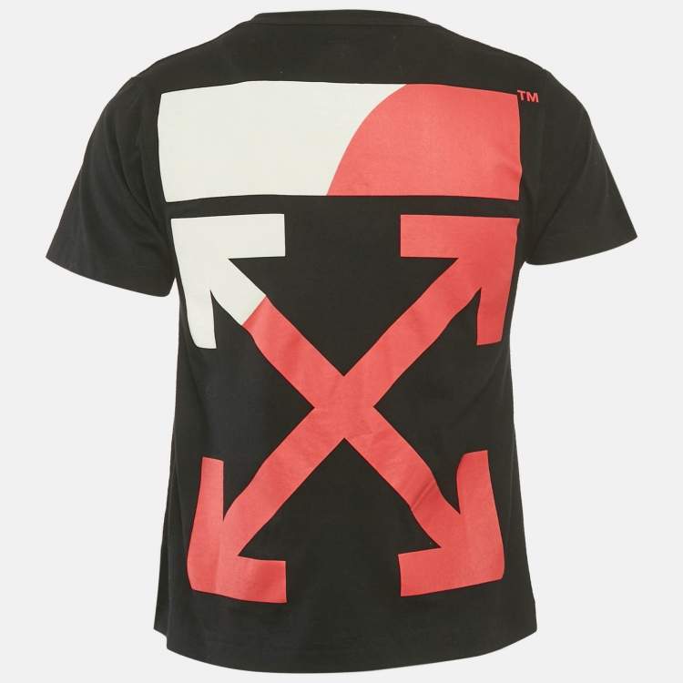 Pre Owned Off-White Black Logo Print Cotton Crew Neck T-Shirt S