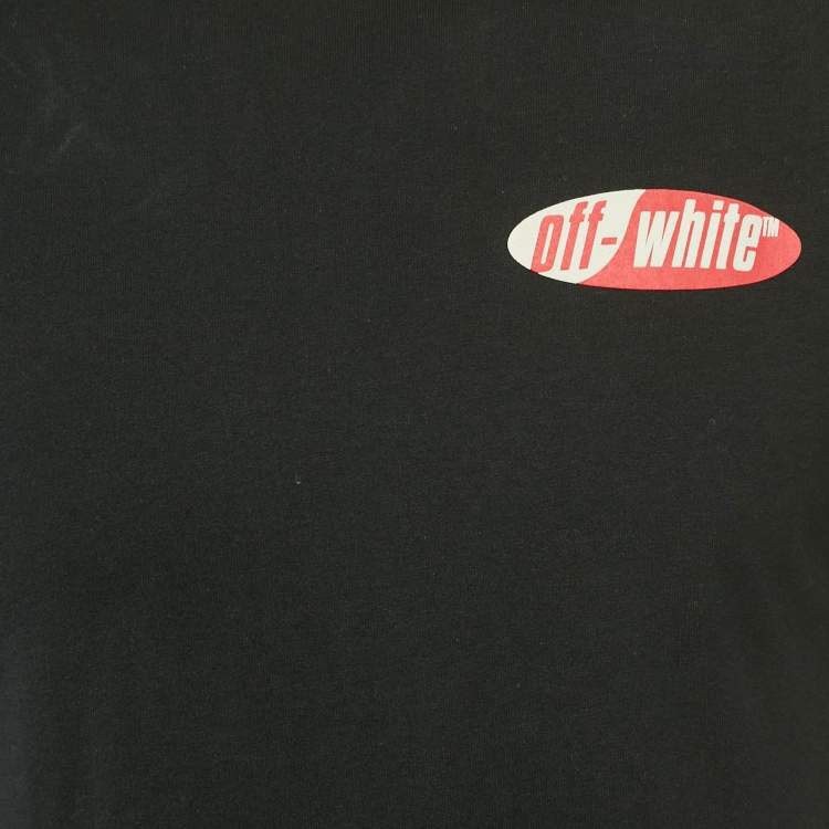 Pre Owned Off-White Black Logo Print Cotton Crew Neck T-Shirt S