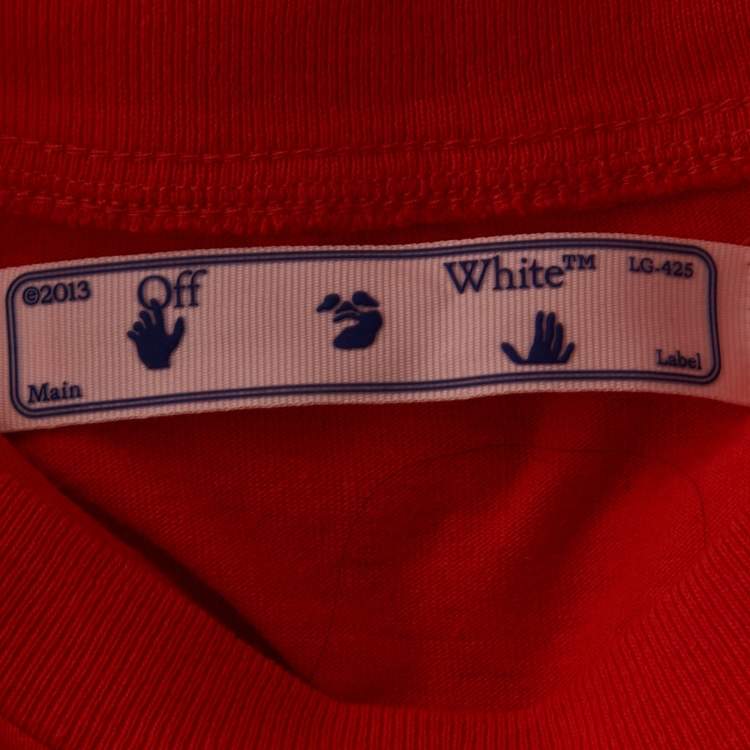 Pre Owned Off-White Orange Logo Print Cotton Crew Neck T-Shirt XXS