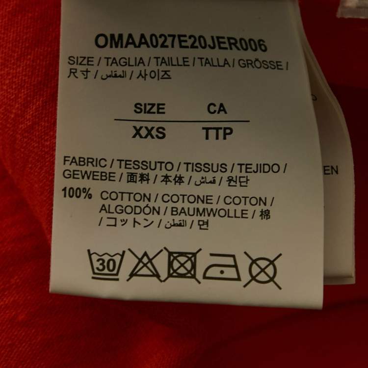 Pre Owned Off-White Orange Logo Print Cotton Crew Neck T-Shirt XXS
