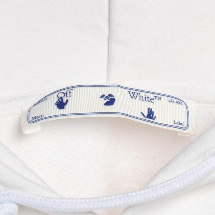 Pre Owned Off-White White Logo Embroidered Jersey Hoodie Jacket S