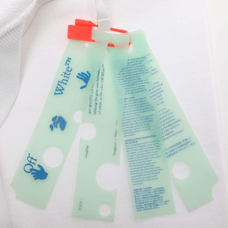 Pre Owned Off-White White Logo Embroidered Jersey Hoodie Jacket S