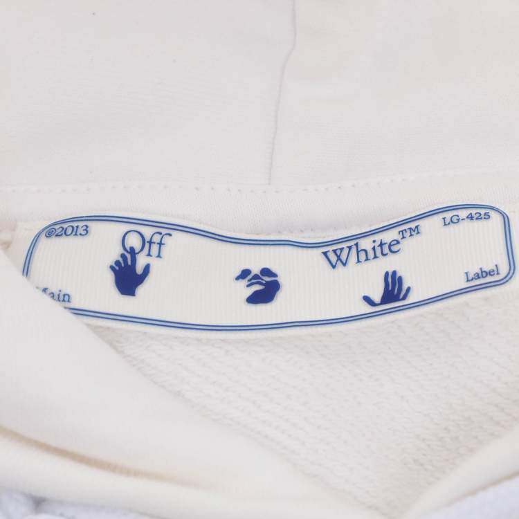 Pre Owned Off-White White Logo Embroidered Jersey Hoodie Jacket S