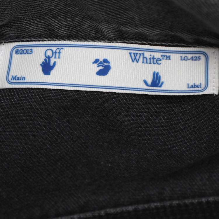 Pre Owned Off-White Grey Faded Denim Arrow Print Jacket S