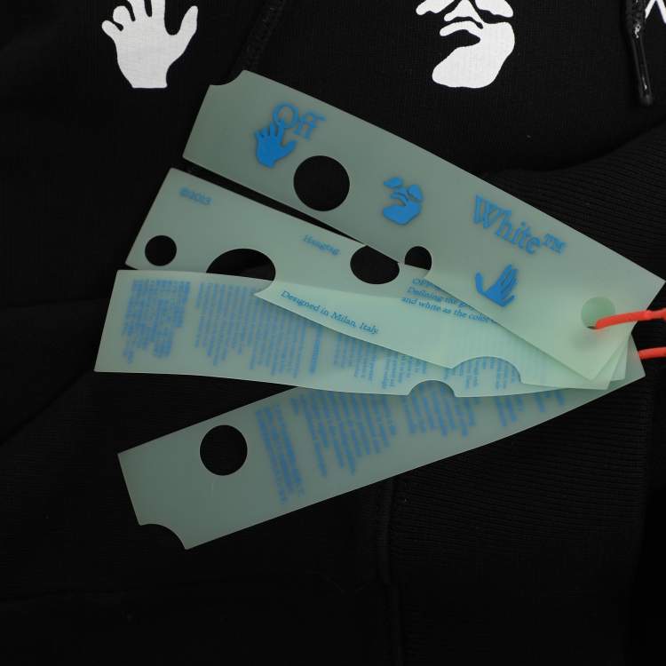 Pre Owned Off-White Black Jersey Logo Slim Hoodie S